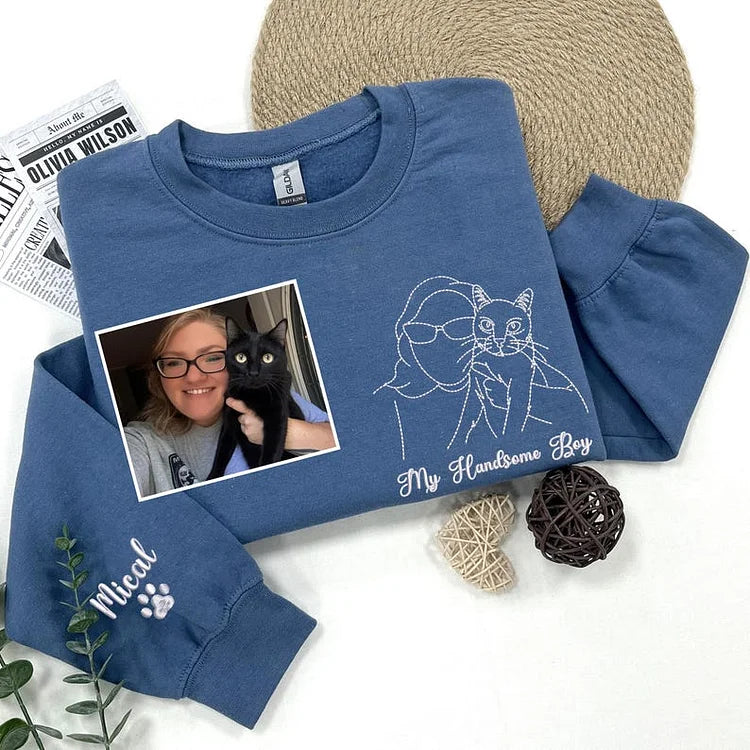 Moletom Personalizado com Linha Contínua de Dono e Pet | Nome e Frase Exclusivos