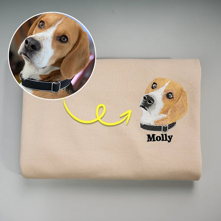 Camiseta e Moletom Personalizada com Bordado do Seu Pet | Nome e Rosto Realista