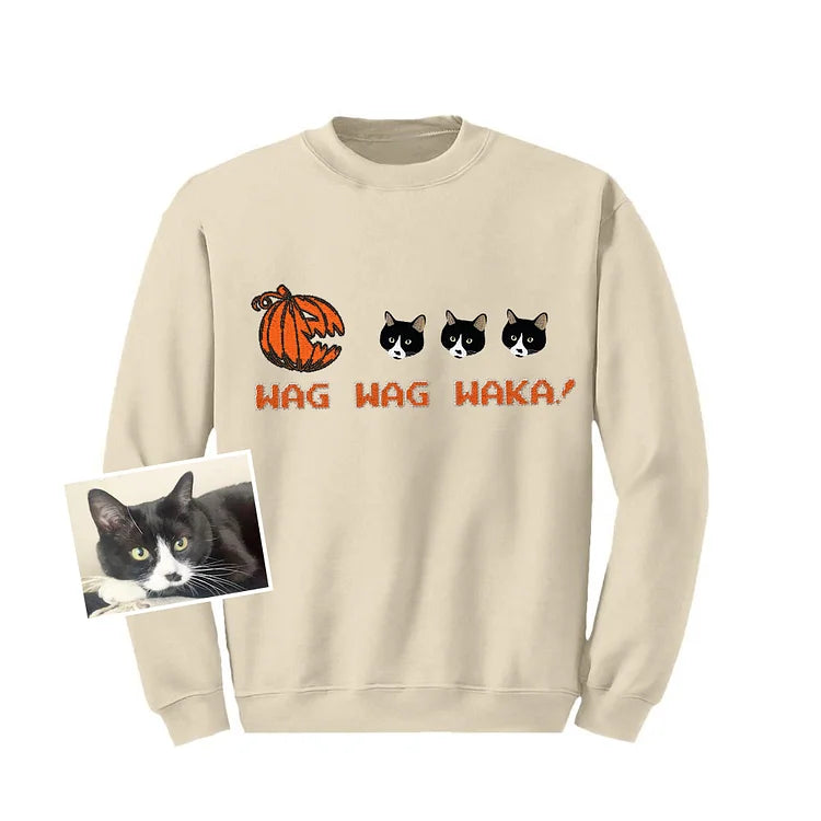 Camiseta com retrato do seu animal de estimação personalizado com abóbora de Halloween