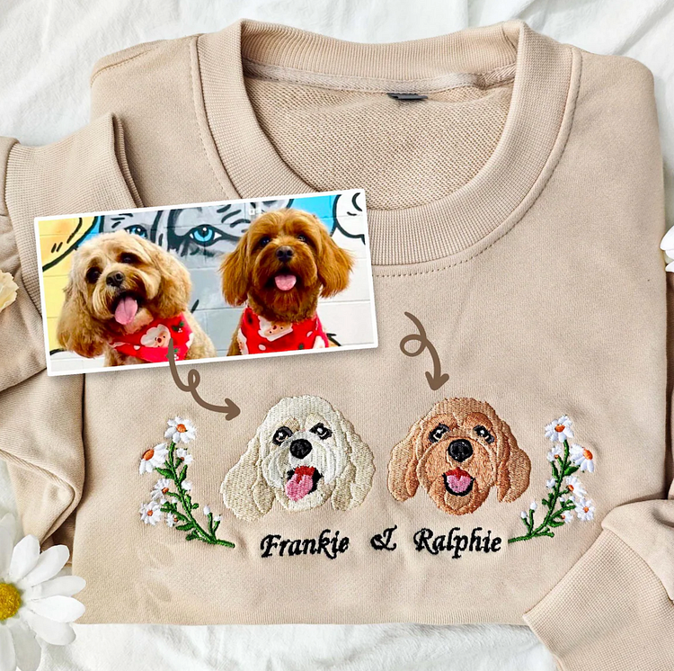 Moletom Personalizado com Bordado do Seu Pet | Rosto Realista Nome Exclusivo
