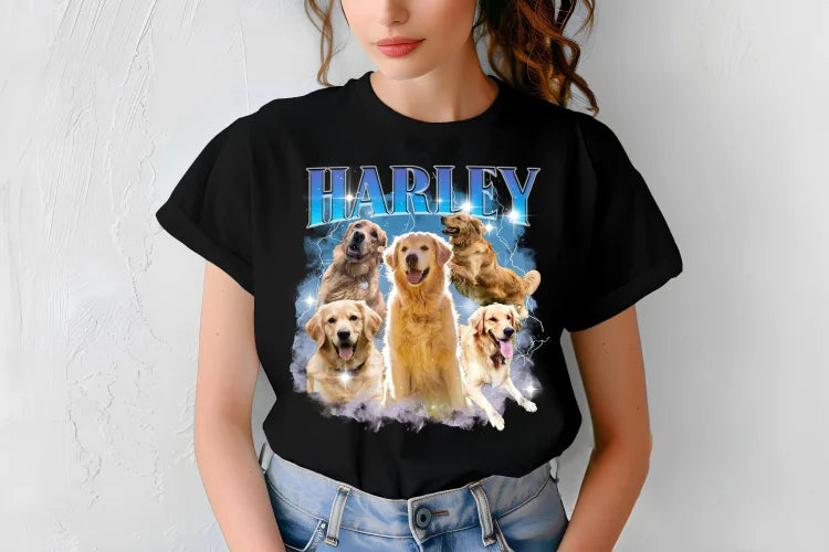 Camiseta Harley com Estampa de Golden Retrievers | Para Quem Ama Cachorros