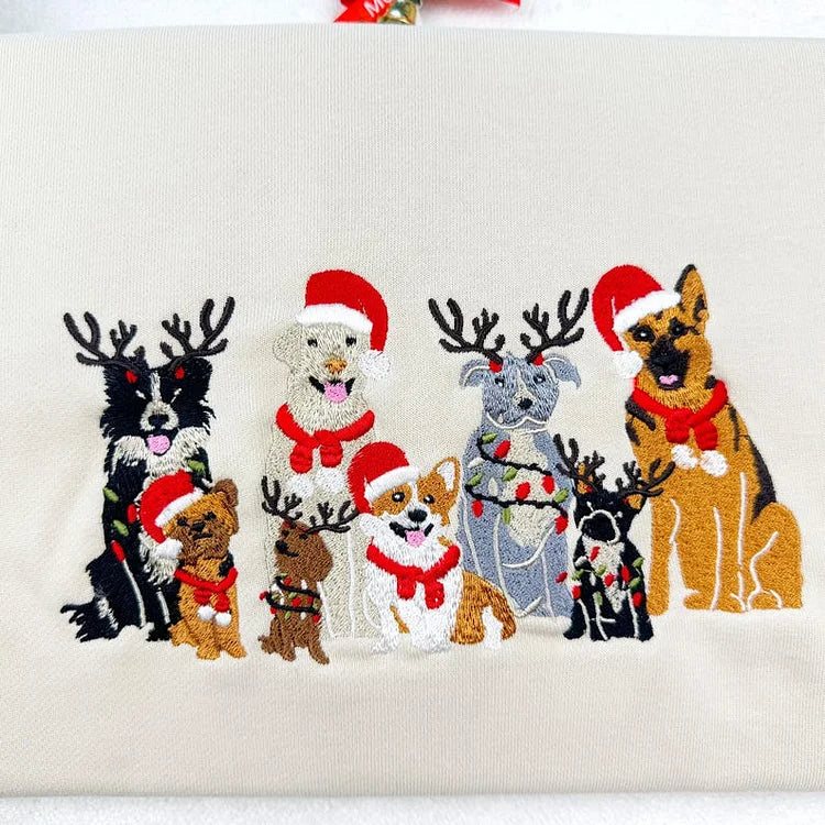 Moletom Natalino Bordado com Cachorros Fofos | Celebre o Natal com Estilo e Carinho