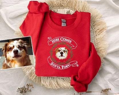 Moletom Vermelho com Estampa Personalizada do Seu Pet | Frase Santa Paws