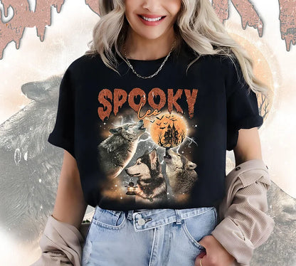 Camiseta e Moletom Halloween Personalizada | Lobos Assombrados com Seu Pet na Lua Cheia