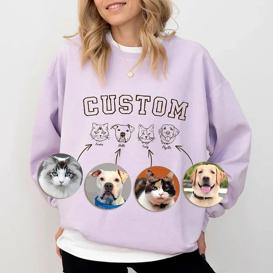 Moletom Estampa Personalizado | Ilustração dos Seus Pets Até 5 Animais