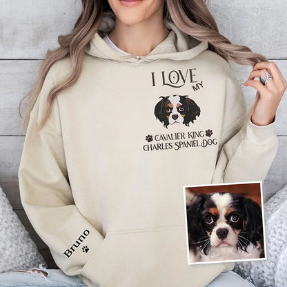 Camiseta e Moletom com Bordado Personalizada com a Foto do seu Pet e a Frase I Love My Pet Dog Cat