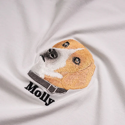 Camiseta e Moletom Personalizada com Bordado do Seu Pet | Nome e Rosto Realista