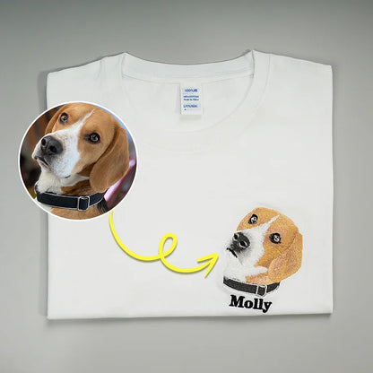 Camiseta e Moletom Personalizada com Bordado do Seu Pet | Nome e Rosto Realista