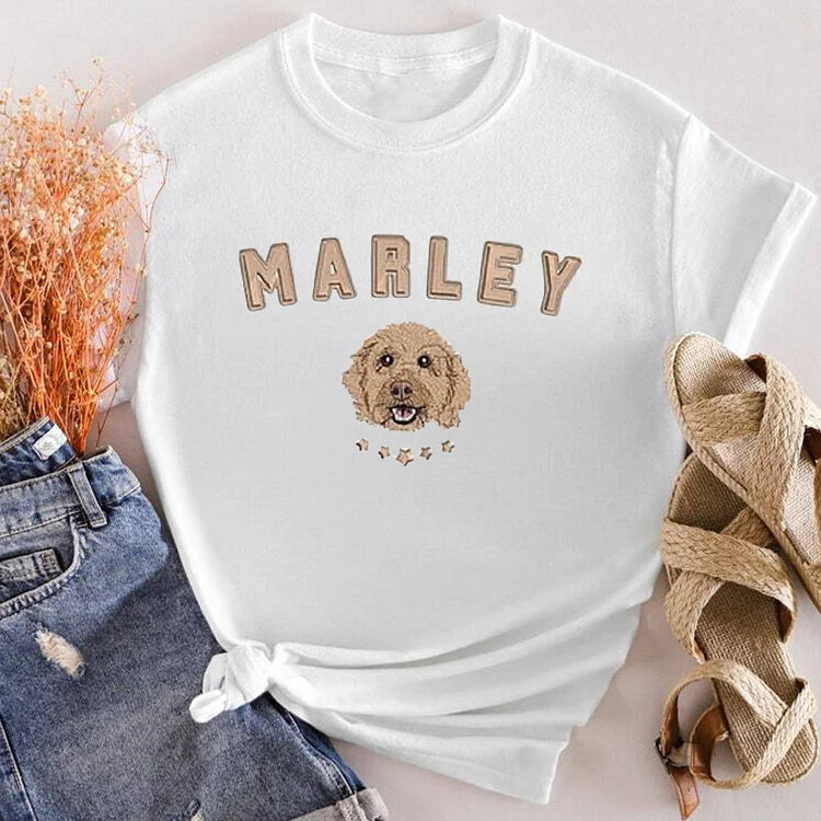 Moletom Pet Bordado com Nome Personalizado | Rosto do Seu Pet no Peito Detalhe com Nome na Manga
