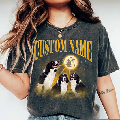 Camiseta Noite Canina Personalizado | Com Nome e Estampa de Cães & Lua Cheia