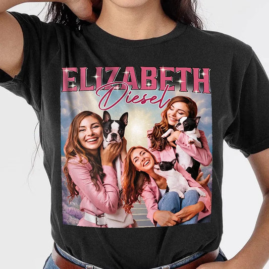 Camiseta com Estampa Personalizada | Foto Estilo Vintage dos seus Animais de Estimação