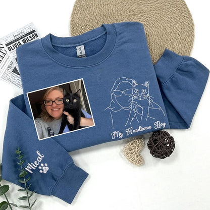Moletom Personalizado com Linha Contínua de Dono e Pet | Nome e Frase Exclusivos