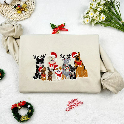 Moletom Natalino Bordado com Cachorros Fofos | Celebre o Natal com Estilo e Carinho