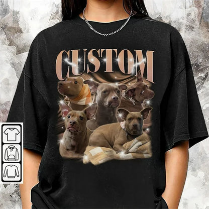 Camiseta Pet Customizada Estampa Retro | Personalize com Foto e Nome do Seu Cachorro