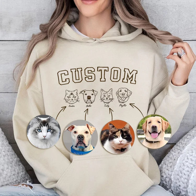 Moletom Estampa Personalizado | Ilustração dos Seus Pets Até 5 Animais