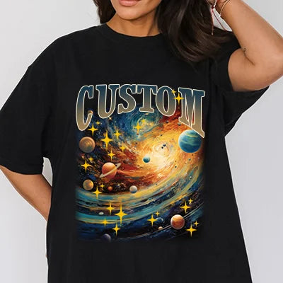 Camiseta Pet no Espaço | Personalize com Nome e Fotos