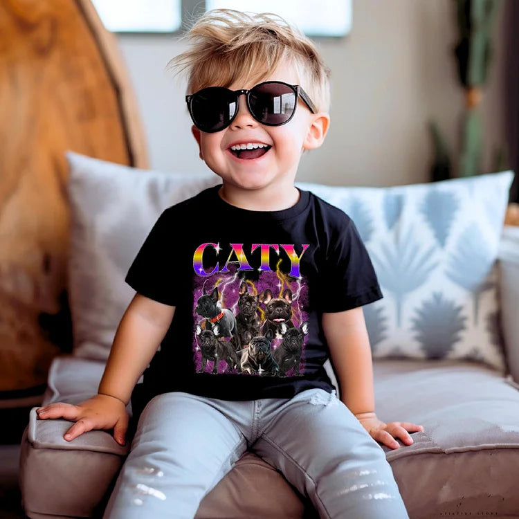 Camiseta CATY para Crianças | Os Bulldogs Mais Fofos em Estilo Elétrico