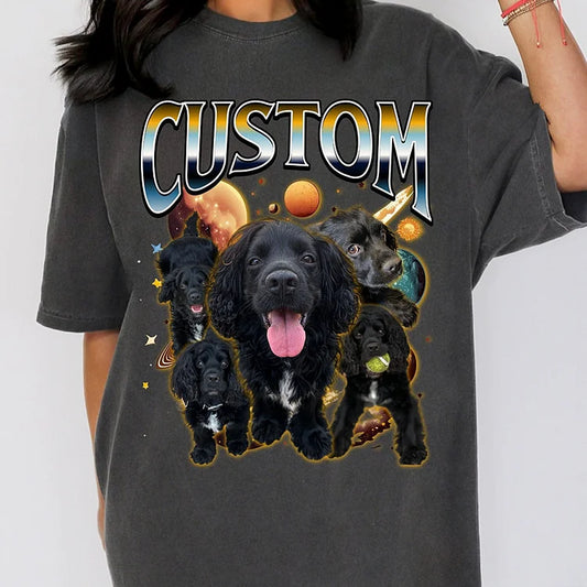 Camiseta Pet no Espaço | Personalize com Nome e Fotos