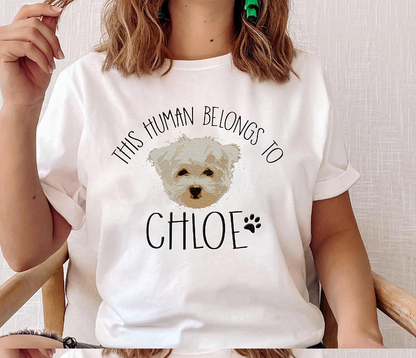 Camiseta e Moletom Personalizado | Este Humano Pertence ao Pet Com o Nome do seu Pet
