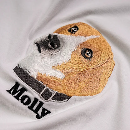 Camiseta e Moletom Personalizada com Bordado do Seu Pet | Nome e Rosto Realista