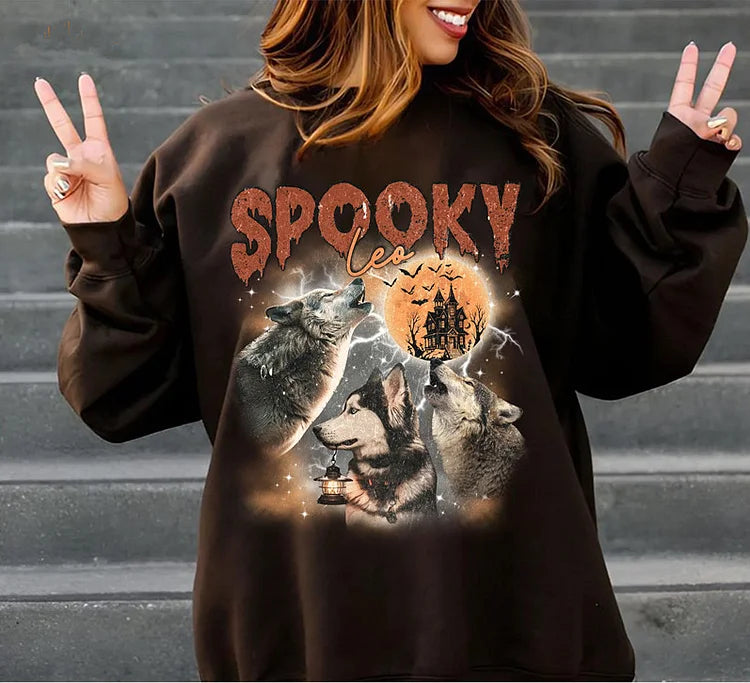 Camiseta e Moletom Halloween Personalizada | Lobos Assombrados com Seu Pet na Lua Cheia