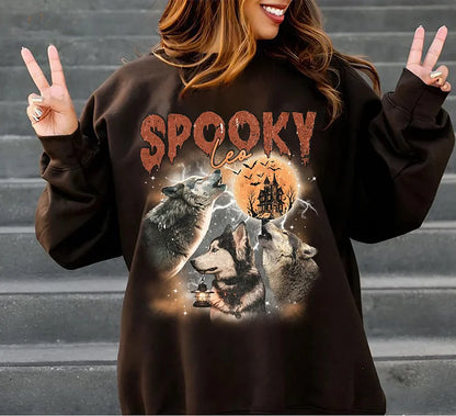 Camiseta e Moletom Halloween Personalizada | Lobos Assombrados com Seu Pet na Lua Cheia