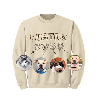 Moletom Estampa Personalizado | Ilustração dos Seus Pets Até 5 Animais