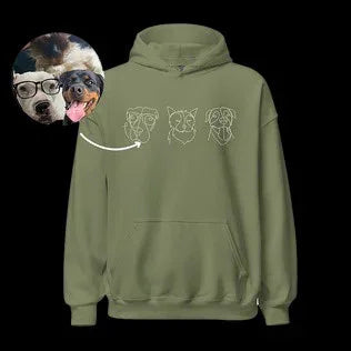 Moletom Personalizado com Linha Contínua do seu Pet e Nome Bordado | Estilo Minimalista e Cheio de Amor