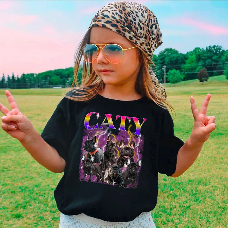 Camiseta CATY para Crianças | Os Bulldogs Mais Fofos em Estilo Elétrico