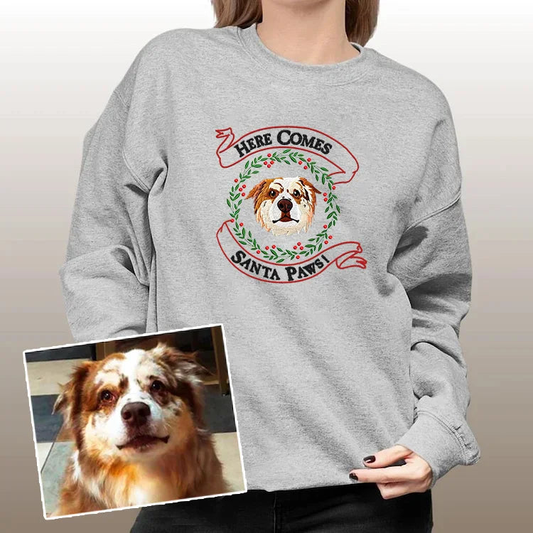 Moletom Vermelho com Estampa Personalizada do Seu Pet | Frase Santa Paws