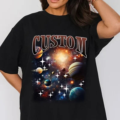 Camiseta Pet no Espaço | Personalize com Nome e Fotos