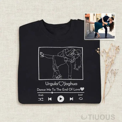 Retrato personalizado com base em foto pessoal e esboço de música favorita