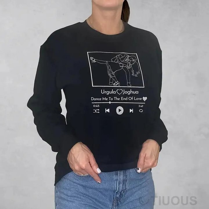 Retrato personalizado com base em foto pessoal e esboço de música favorita