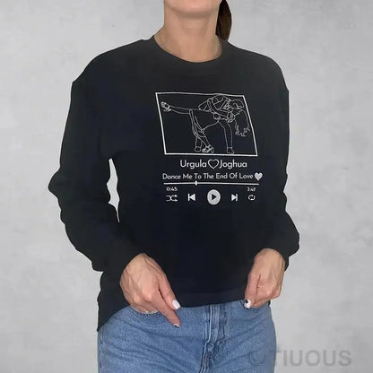 Retrato personalizado com base em foto pessoal e esboço de música favorita