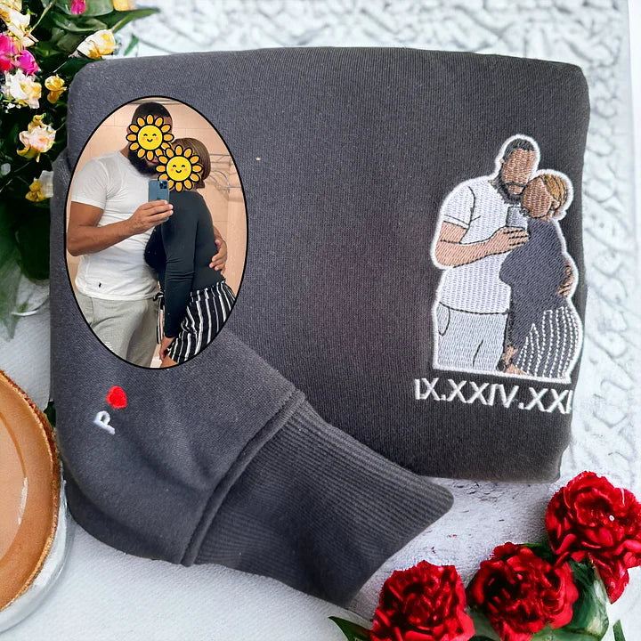 Suéter Personalizado Foto Bordado do Casal