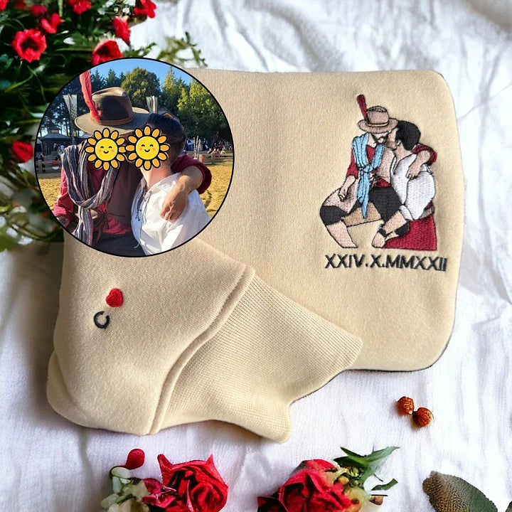 Suéter Personalizado Foto Bordado do Casal
