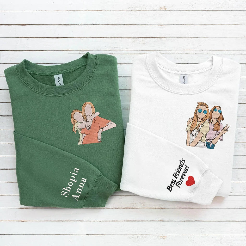 Camisa Best Friends Forever com o Desenho de um Retrato