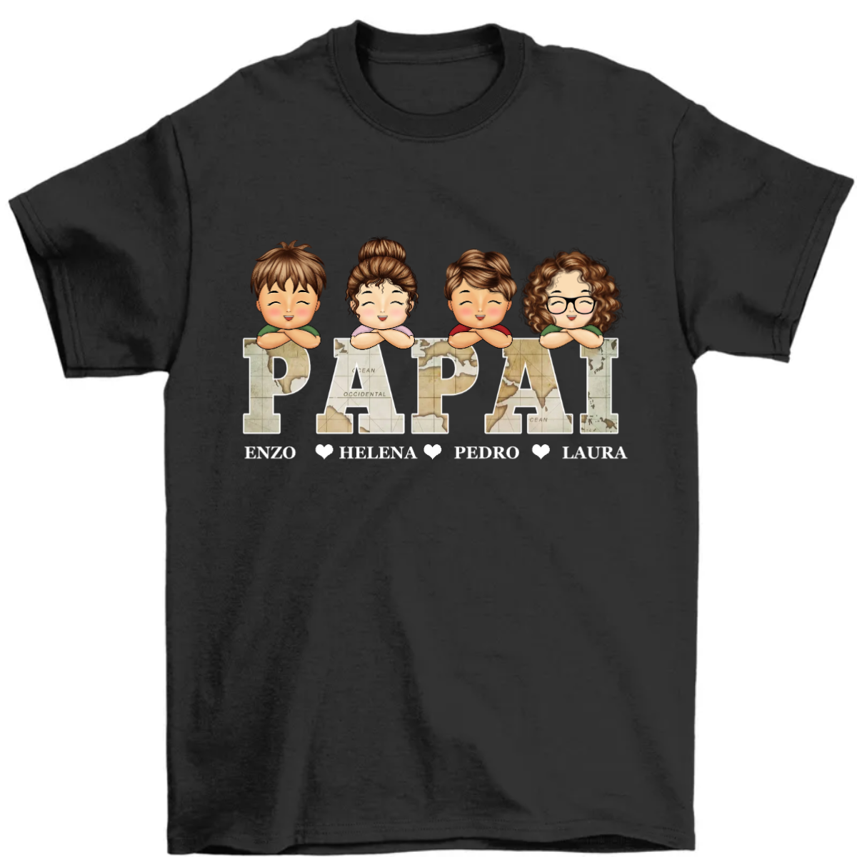Camisas Título do pai no Mapa Vintage