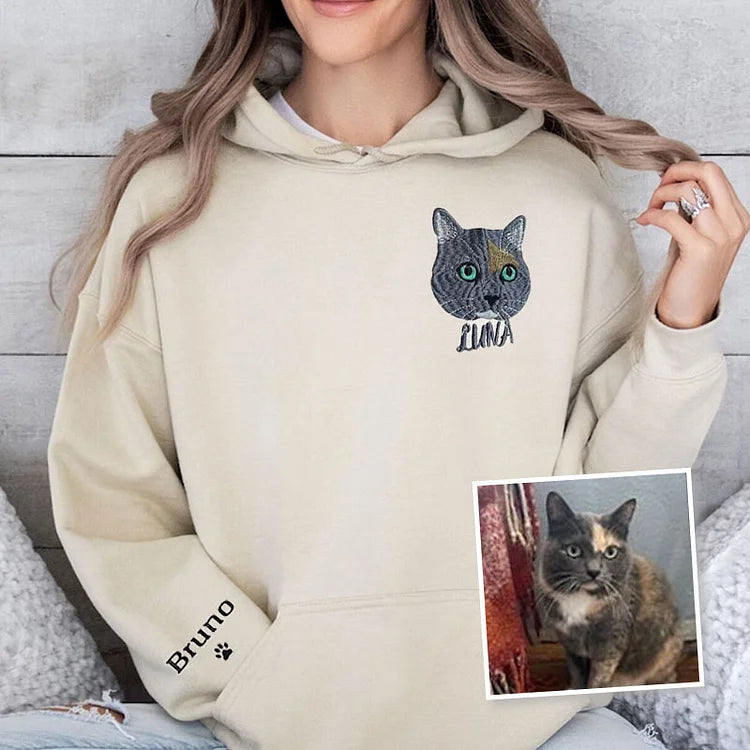 Moletom Personalizado com Bordado do Seu Cachorro e Gato | Leve Seu Pet no Peito