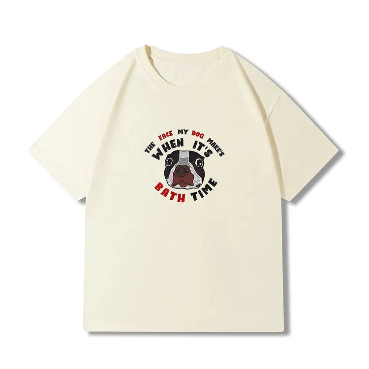 Camiseta Estampa Personalizada Com o Rosto do Seu Dog Bordado| Doguinhos com Personalidade