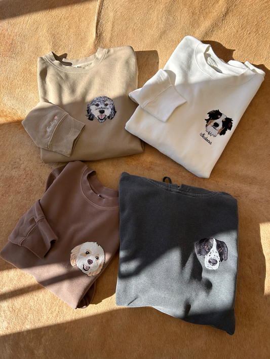 Moletom Minimalista com Carinha do seu Cachorro | Bordado Personalizado