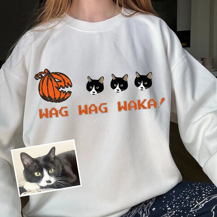 Camiseta com retrato do seu animal de estimação personalizado com abóbora de Halloween