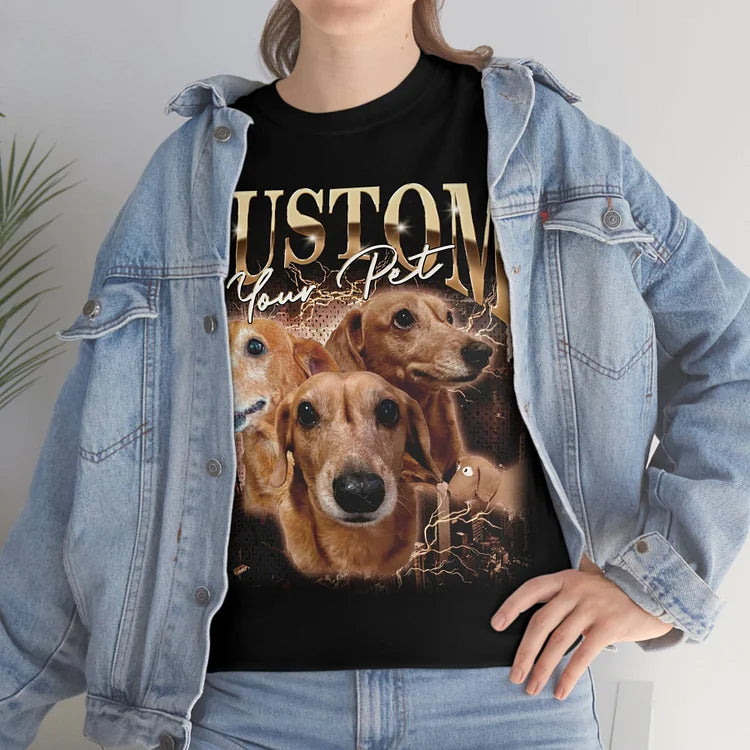 Camiseta Personalizada Rosie & Booster Estampa Retrô com Pets | Presente Divertido e Afetivo