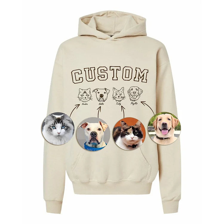 Moletom Estampa Personalizado | Ilustração dos Seus Pets Até 5 Animais