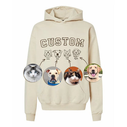 Moletom Estampa Personalizado | Ilustração dos Seus Pets Até 5 Animais