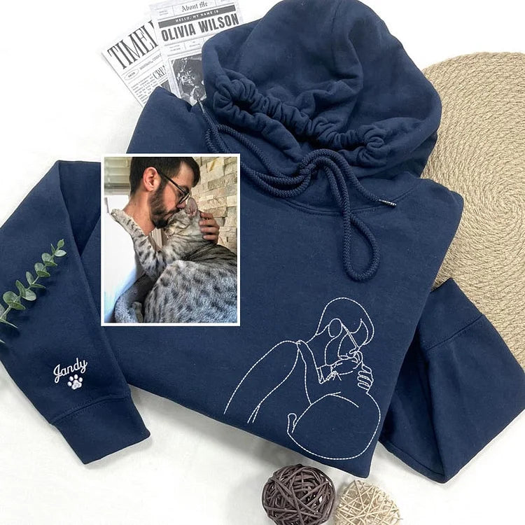 Moletom Personalizado com Linha Contínua de Dono e Pet | Nome e Frase Exclusivos