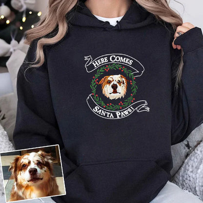 Moletom Vermelho com Estampa Personalizada do Seu Pet | Frase Santa Paws