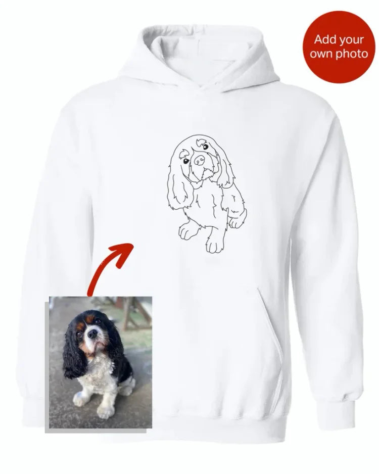 Moletom Personalizado com Linha Contínua do seu Pet e Nome Bordado | Estilo Minimalista e Cheio de Amor