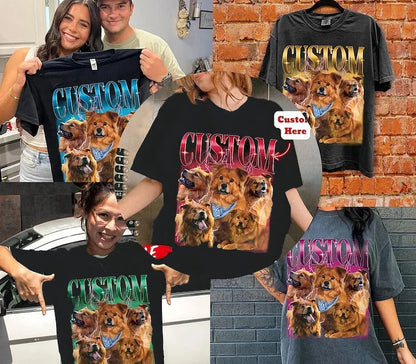 Camiseta Personalizada Rosie & Booster Estampa Retrô com Pets | Presente Divertido e Afetivo