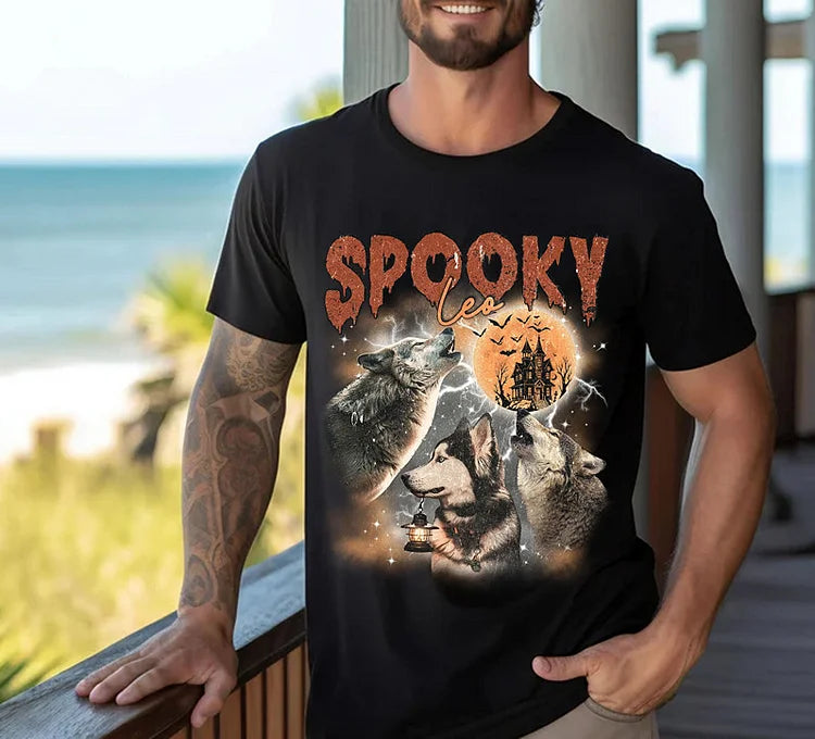 Camiseta e Moletom Halloween Personalizada | Lobos Assombrados com Seu Pet na Lua Cheia
